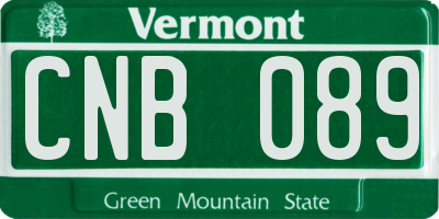 VT license plate CNB089