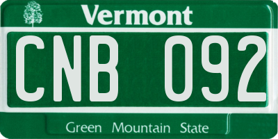 VT license plate CNB092