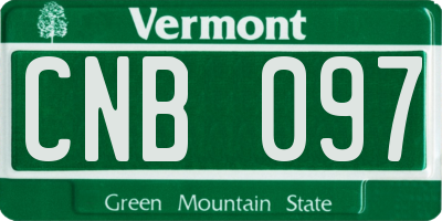 VT license plate CNB097