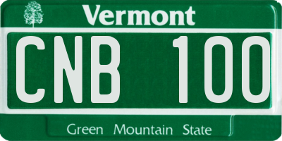 VT license plate CNB100