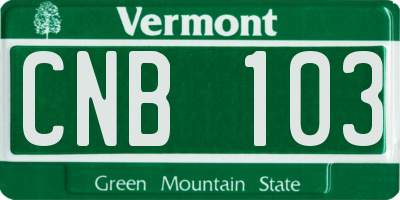 VT license plate CNB103