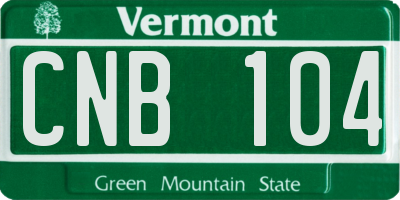 VT license plate CNB104