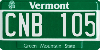 VT license plate CNB105