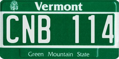 VT license plate CNB114