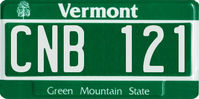 VT license plate CNB121