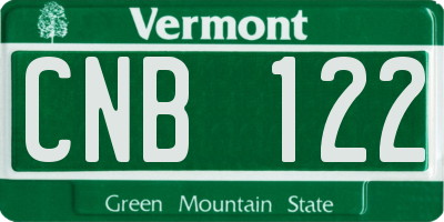 VT license plate CNB122