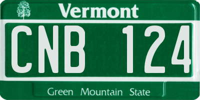 VT license plate CNB124