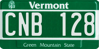 VT license plate CNB128