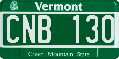 VT license plate CNB130
