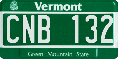 VT license plate CNB132