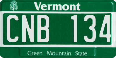 VT license plate CNB134
