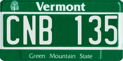 VT license plate CNB135