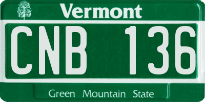 VT license plate CNB136