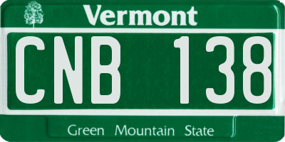 VT license plate CNB138