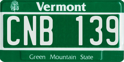 VT license plate CNB139