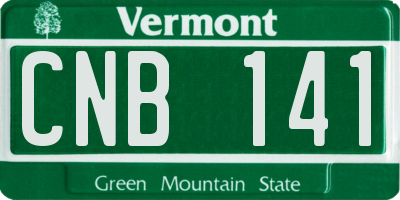 VT license plate CNB141