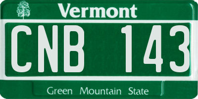 VT license plate CNB143