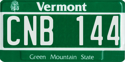 VT license plate CNB144
