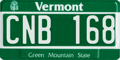 VT license plate CNB168