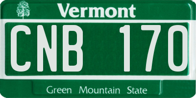 VT license plate CNB170