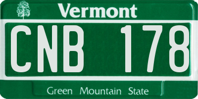 VT license plate CNB178