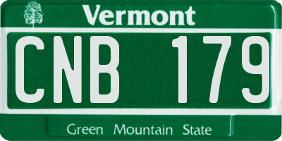 VT license plate CNB179
