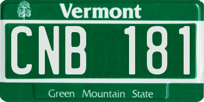 VT license plate CNB181
