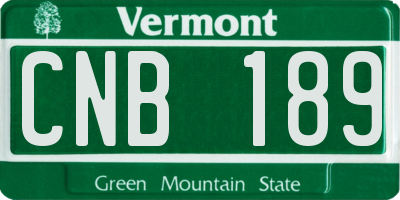 VT license plate CNB189