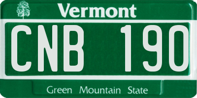 VT license plate CNB190
