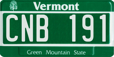 VT license plate CNB191