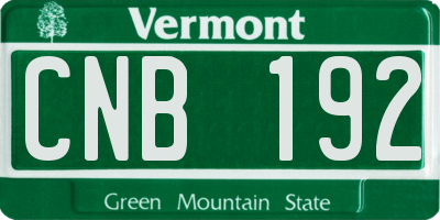 VT license plate CNB192