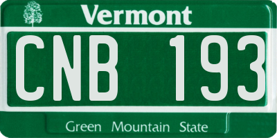 VT license plate CNB193