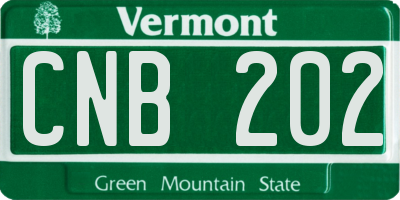 VT license plate CNB202