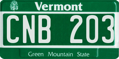 VT license plate CNB203