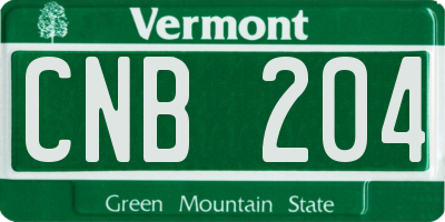 VT license plate CNB204