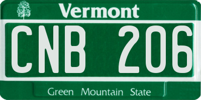 VT license plate CNB206