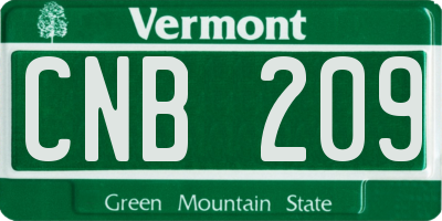 VT license plate CNB209