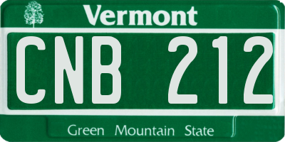 VT license plate CNB212