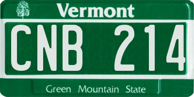 VT license plate CNB214