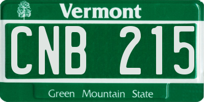 VT license plate CNB215