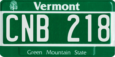 VT license plate CNB218