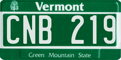 VT license plate CNB219