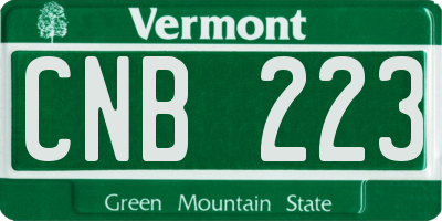 VT license plate CNB223