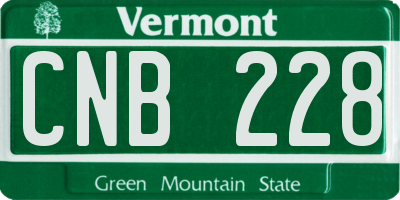 VT license plate CNB228