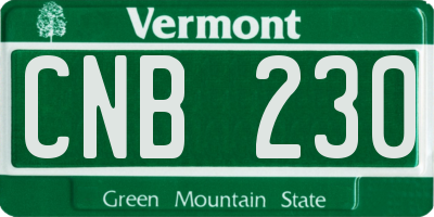 VT license plate CNB230