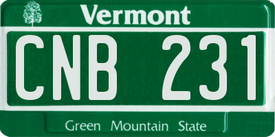 VT license plate CNB231