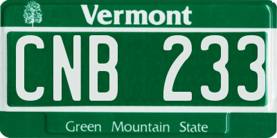 VT license plate CNB233
