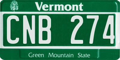 VT license plate CNB274