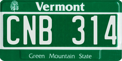 VT license plate CNB314