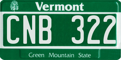 VT license plate CNB322